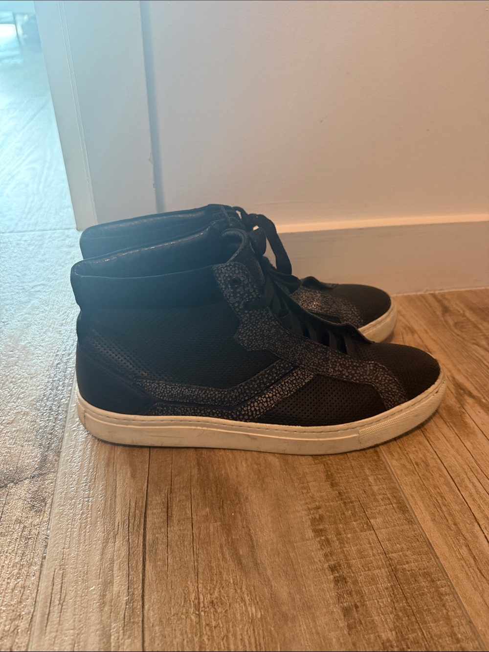 Uri Minkoff Black High-Top Sneakers with White Sole